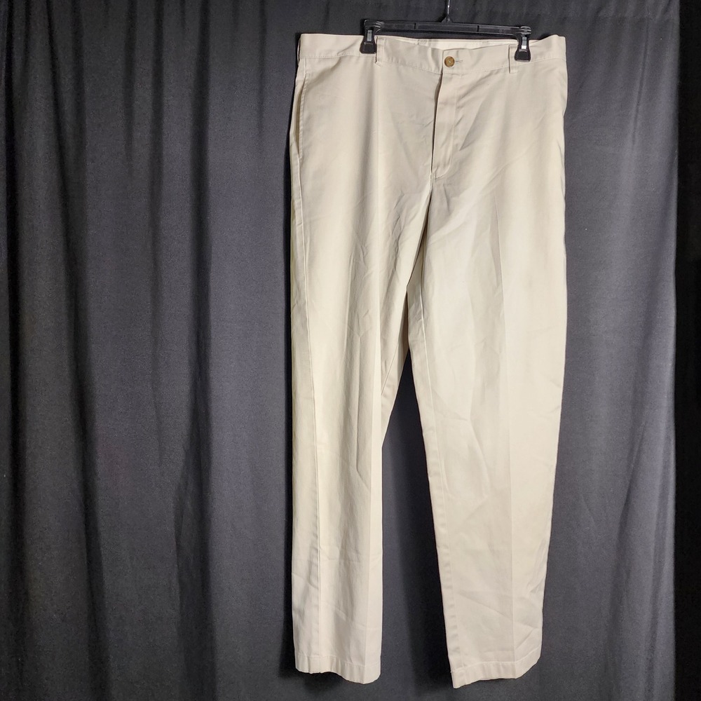 LL Bean Classic Fit Chinos Mens 38x34 Khaki Tan Cotton Twill Pants 212330